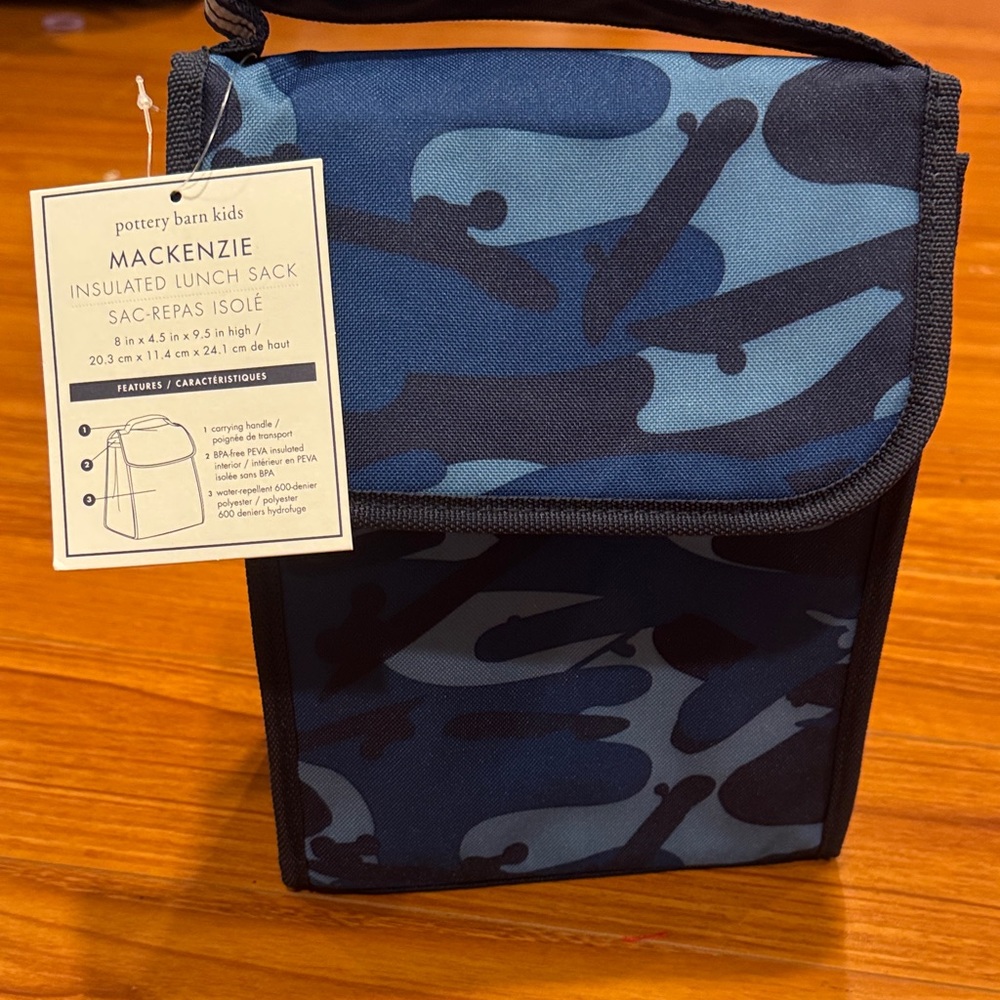 Pottery Barn Kids Mackenzie Blue Camouflage Lunch Bag